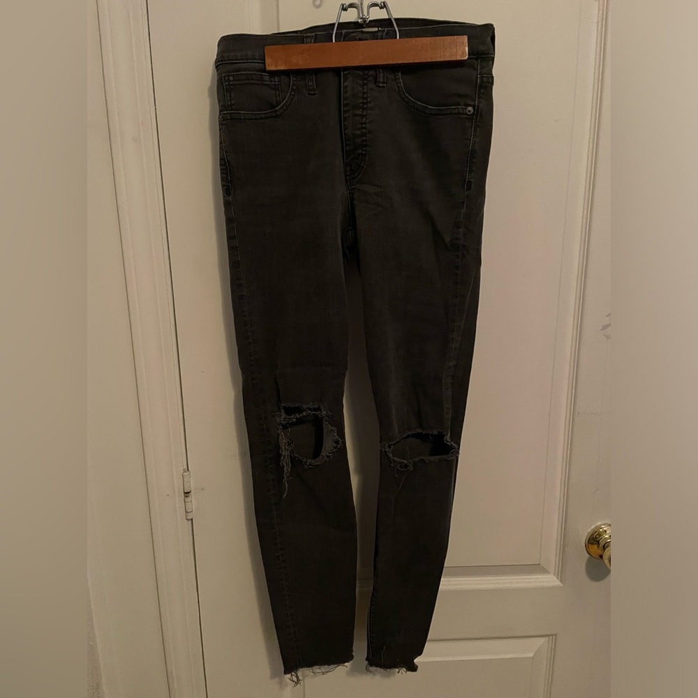 Madewell 9" High-Rise Skinny Jeans - Black Distressed